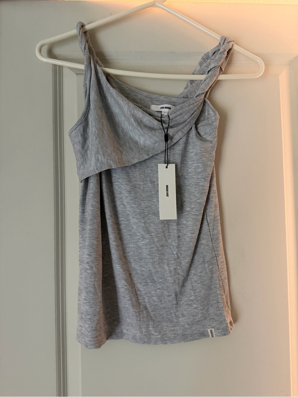 Joah Brown Heather Grey Ribbed Twist-Neck Tank